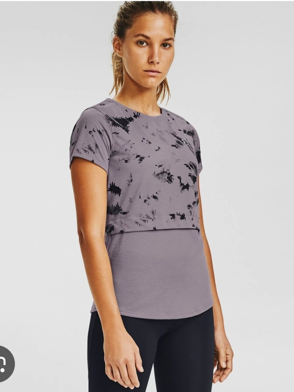 Under Armour Lavender Gray Layered Short-Sleeve Active Tee